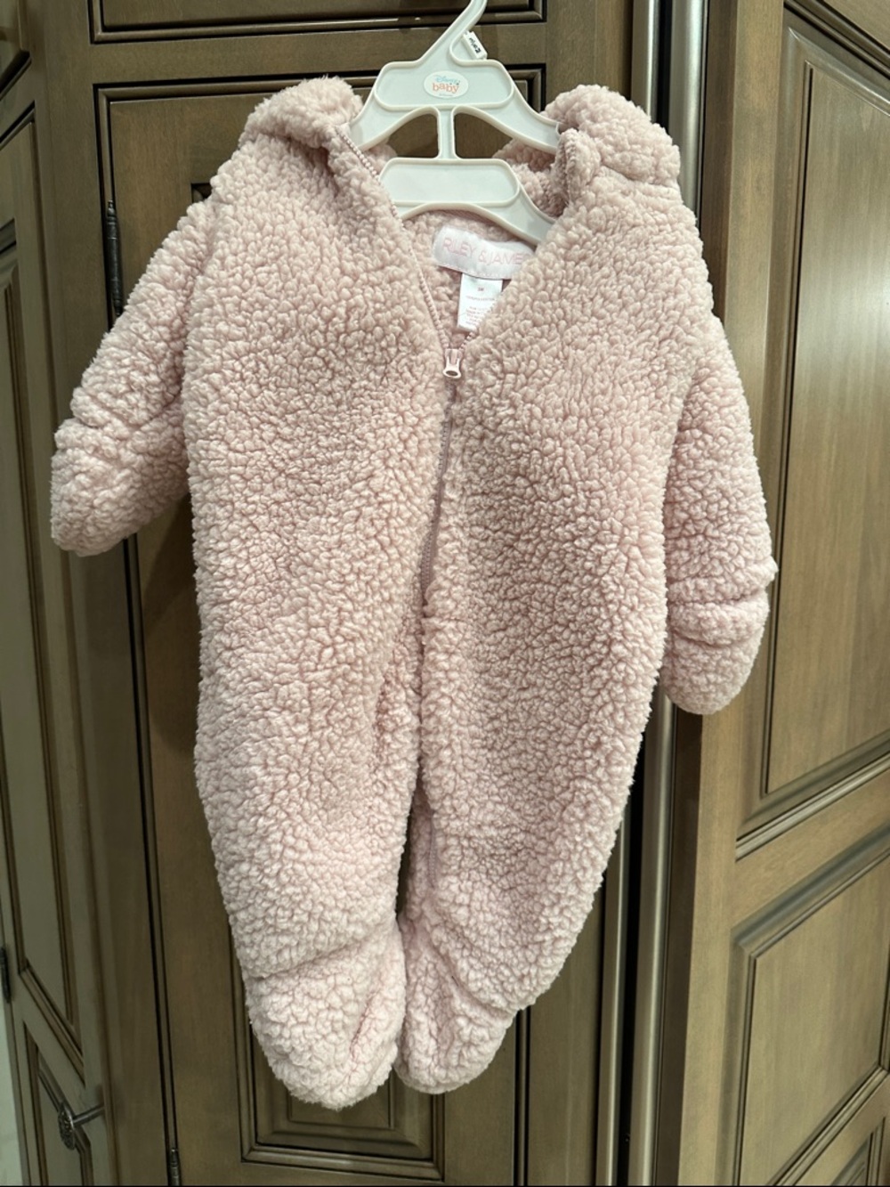 riley and James Hooded Baby One-Piece Romper - Pink